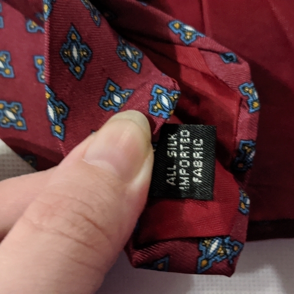 Vintage Monsieur Givenchy Maroon Patterned Silk Neck Tie - Picture 5 of 7